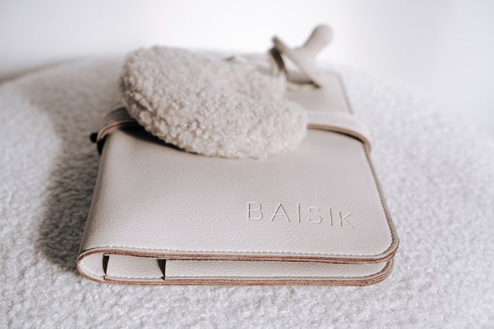 BAISIK nappy wallet pouch vegan leather natural with strap 