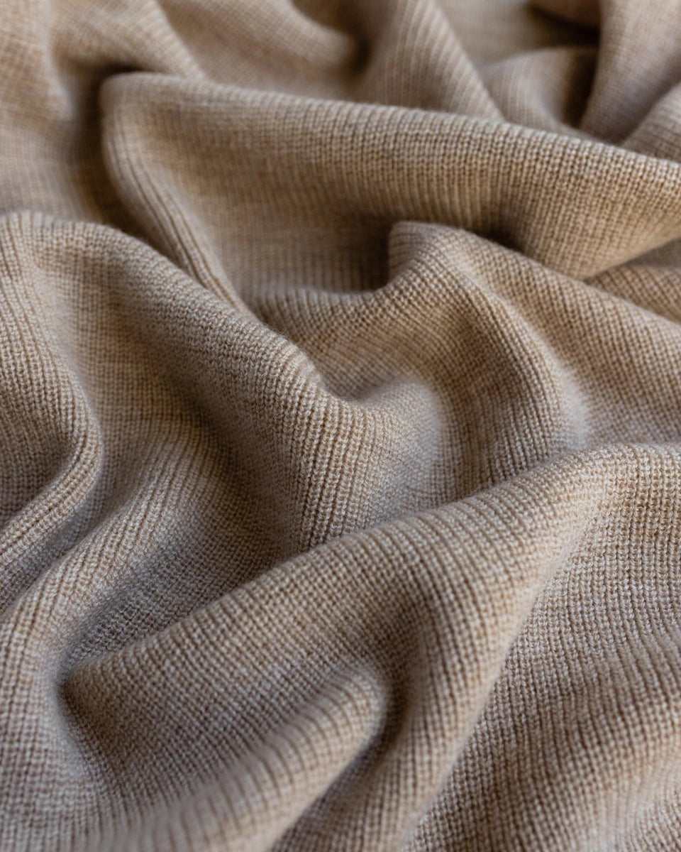 Hvid Knitwear organic merino wool baby kids blanket Felix rib in natural oat sand neutral for newborn 
