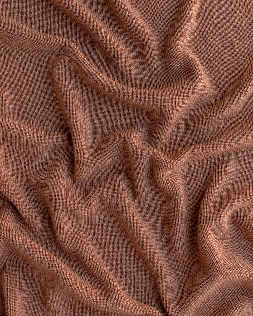 Hvid Knitwear organic merino wool baby kids blanket Felix rib in terracotta brown neutral for newborn 