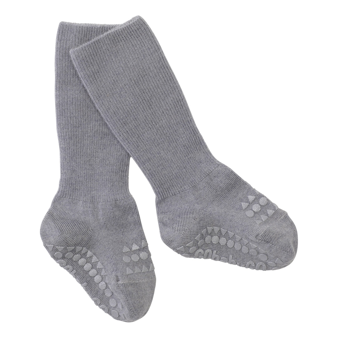 GoBabyGo Non-slip Wool winter socks for babies and toddler with rubber pads in light grey 