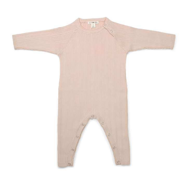 Organic Ribbed Jumpsuit - Pink Salt