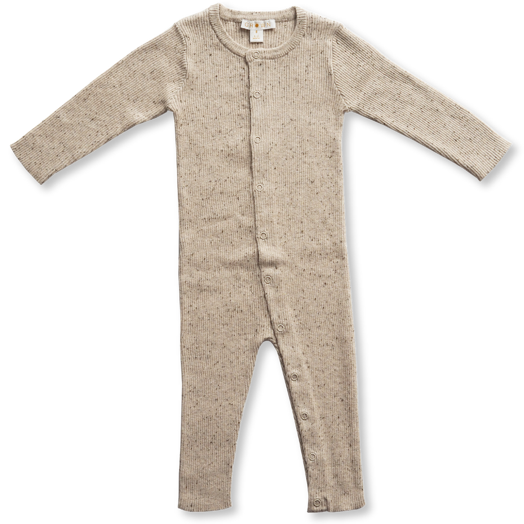 Mini Rib Speckle Essential Jumpsuit - Oatmeal Mud