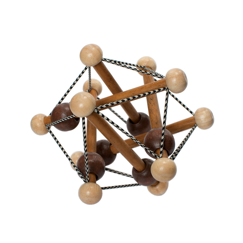 Wooden rattle string toy, two tone