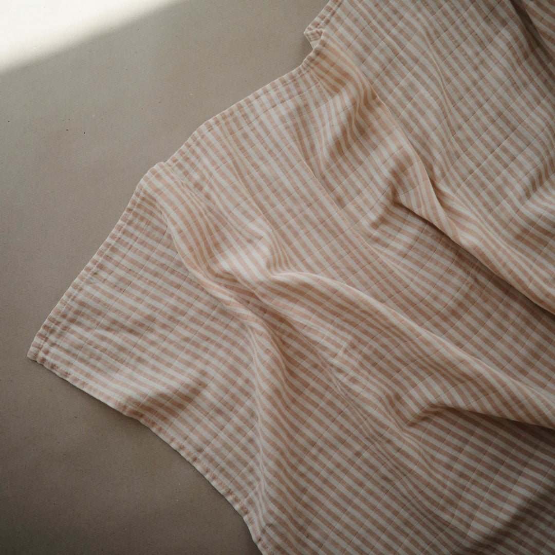 Muslin Swaddle Blanket (Natural Stripe)