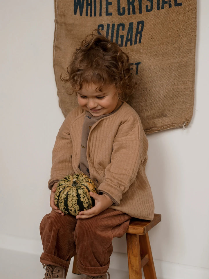 Organic Zoo quilted gold brown kids baby cardigan jacket