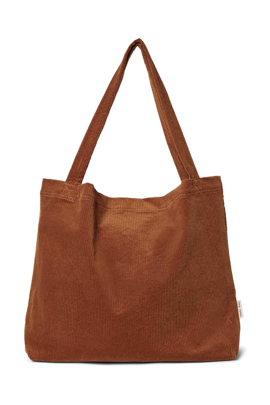 Large shopper bag with handles brown rib fabric