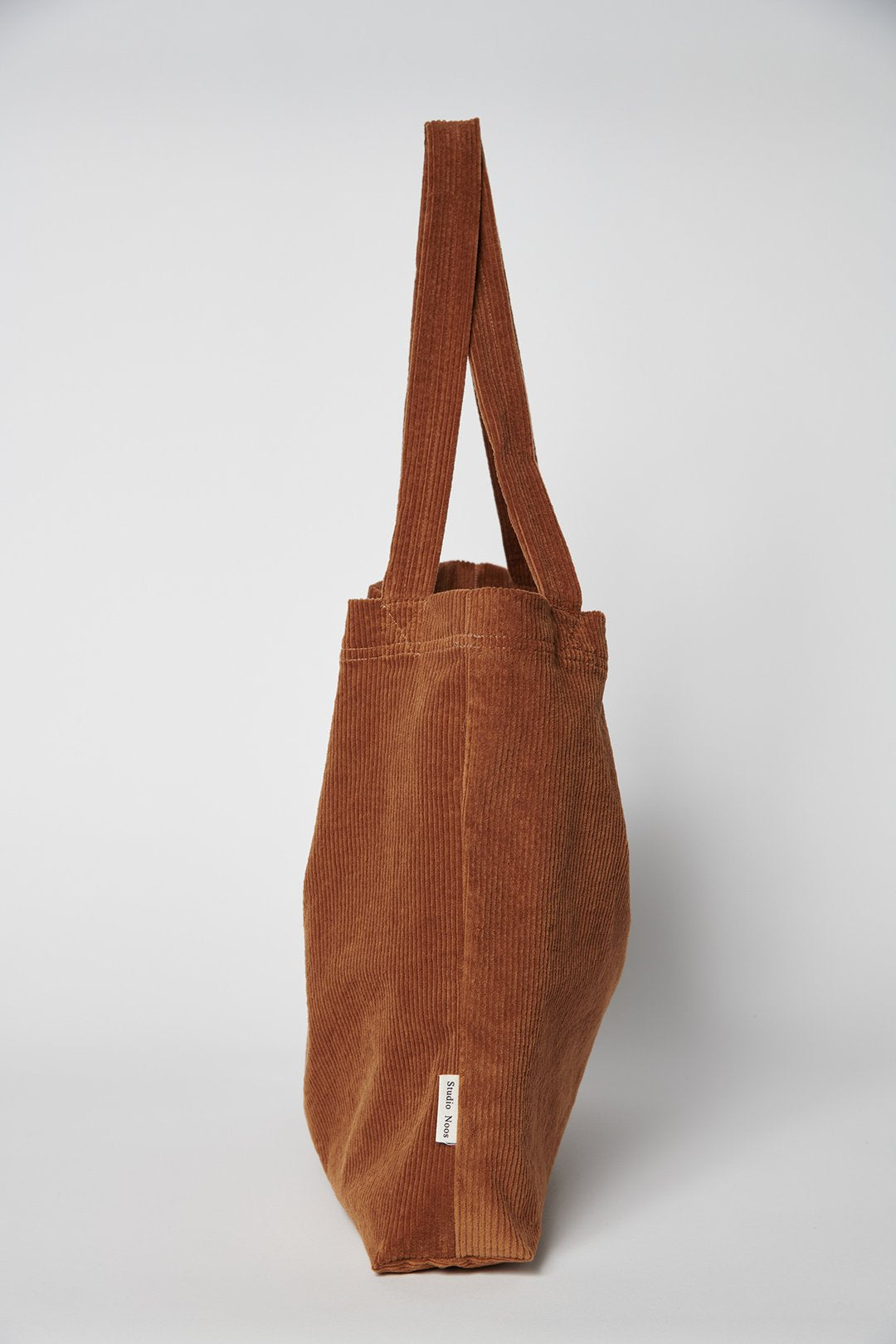 Large shopper bag with handles brown rib fabric