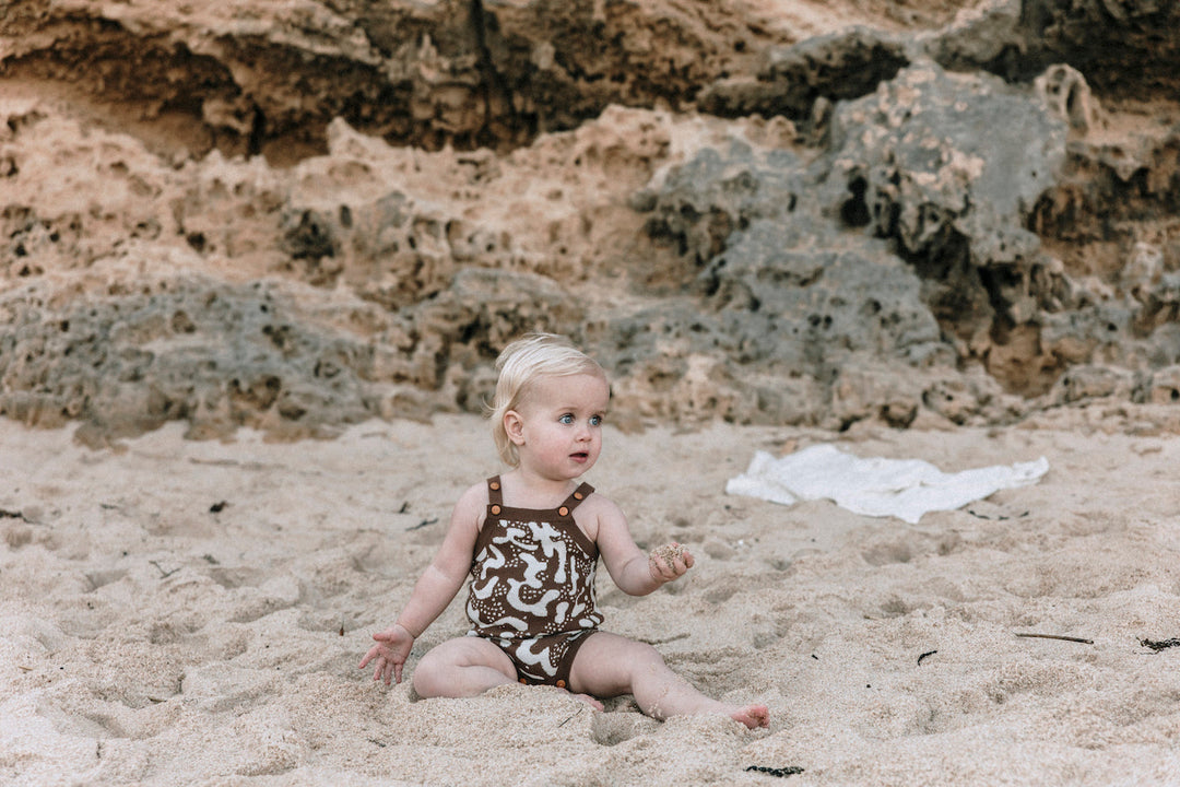 Grown brown summer romper for baby kids clothing