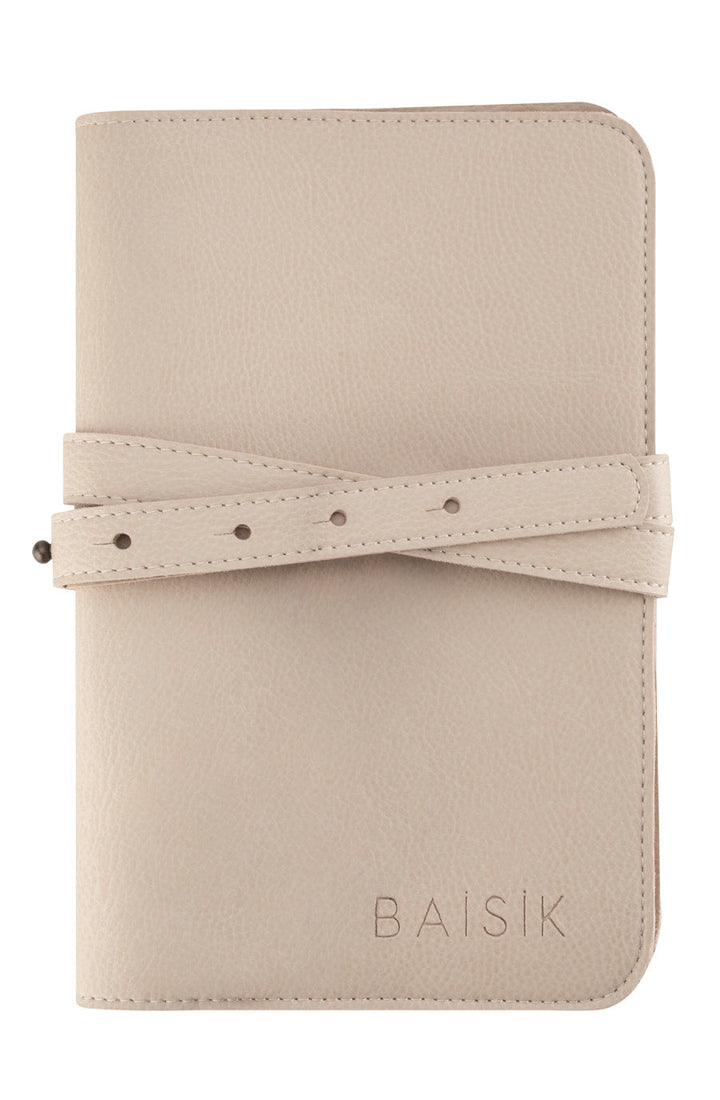 BAISIK nappy wallet pouch vegan leather natural with strap 
