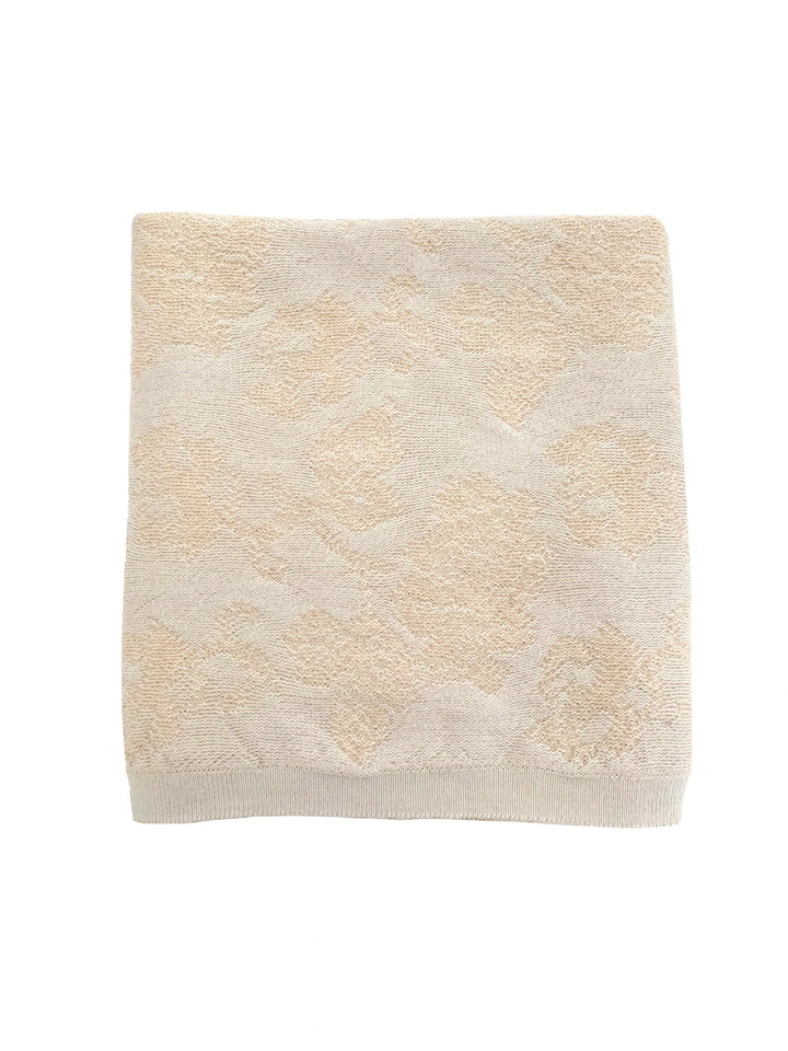 Hvid Knitwear organic merino wool baby kids blanket Edith pattern in oat beige sand neutral for newborn 
