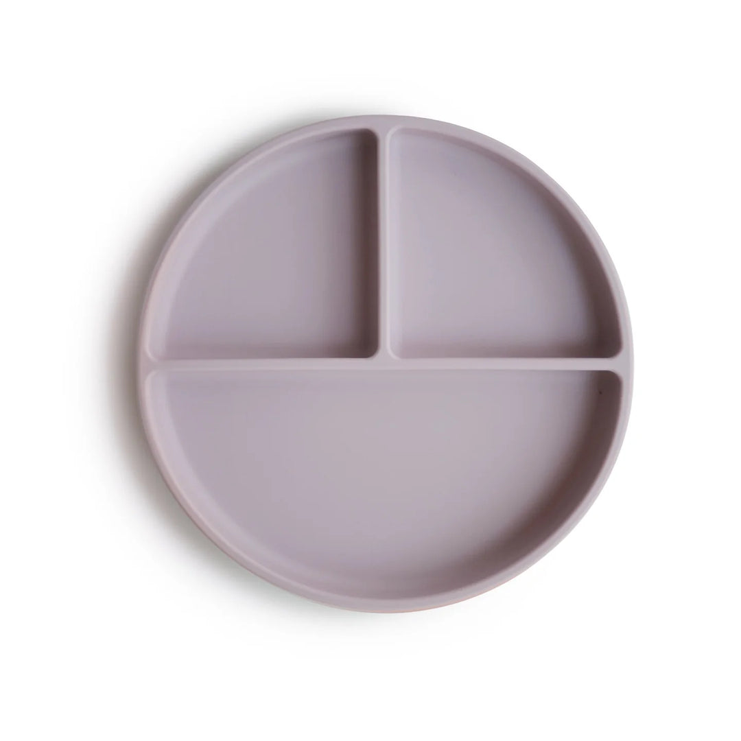 Mushie silicone suction baby divided plate toddler in lilac purple