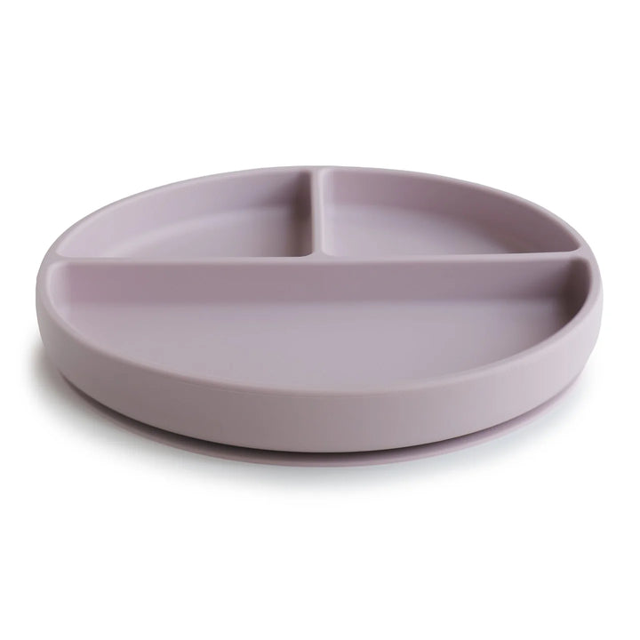 Mushie silicone suction baby divided plate toddler in lilac purple